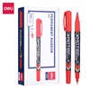 DELI MATE DUAL TIP MARKER BULLET TIP 10MM FINE TIP 05MM RED BOX 12