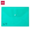 DELI DOCULOPE WALLET BUTTON CLOSURE PP A4 GREEN