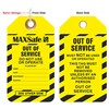 CAUTION  OUT OF SERVICE TAGS  PK100  TEAR PROOF  CW EYELET  STRING