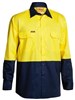 BISLEY 2TONE HIVIS LIGHTWEIGHT LONG SLEEVE COTTON DRILL SHIRT  YELLOWNAVY  SIZE 4XL