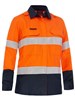 BISLEY LADIES  APEX 185 HI VIS FR RIPSTOP VENTED SHIRT WITH REFLECTIVE TAPE  ORANGENAVY  SIZE 18