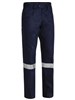 BISLEY BP6007T COTTON DRILL WORK PANTS WITH REFLECTIVE TAPE  NAVY  SIZE 107S