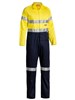 BISLEY HI VIS LIGHTWEIGHT COTON DRILL COVERALL WITH REFLECTIVE TAPE YELLOWNAVY  SIZE 74L