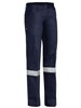 BISLEY BPL6007T LADIES COTTON DRILL WORK PANTS WITH REFLECTIVE TAPE  NAVY  SIZE 6