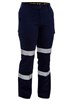 BISLEY BPL6999T LADIES COTTON DRILL UTILITY PANTS WITH BIOMOTION REFLECTIVE TAPE  NAVY  SIZE 8
