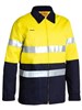 BISLEY HIVIS 2TONE COTTON DRILL JACKET WITH REFLECTIVE TAPE  YELLOWNAVY  SIZE 2XL