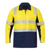 WORKCRAFT WJ8019 HIVIS 2TONE COTTON DRILL JACKET WITH REFLECTIVE TAPE  YELLOWNAVY  SIZE 3XL