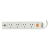 ITALPLAST POWER BOARD 4 OUTLET WITH MASTER SWITCH SURGE AND OVERLOAD 1M WHITE