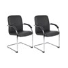 MONACO VISITORS CHAIR CANTILEVER BASE ARMS PU BLACK SET 4
