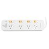 ITALPLAST POWERBOARD 4 OUTLET INDIVIDUAL SWITCHES 1M WHITE