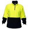 PRIME MOVER MF115 HIVIS POLAR FLEECE JUMPER LONG SLEEVE 14 ZIP 2TONE YELLOW NAVY MEDIUM