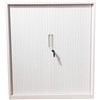 STEELCO TAMBOUR DOOR CABINET 2 SHELVES 1015H X 900W X 463D MM WHITE SATIN