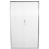 STEELCO TAMBOUR DOOR CABINET 3 SHELVES 1200H X 1200W X 463D MM WHITE SATIN