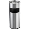 COMPASS STAINLESS STEEL LOBBY BIN WITH ASHTRAY 10 LITRE