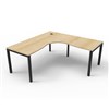 RAPID INFINITY DELUXE 1 PERSON PROFILE LEG SINGLE SIDED CORNER WORKSTATION 1800 X 1500 X 750 X 730MM NATURAL OAK TOP  BLACK FRAME