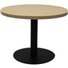 RAPIDLINE CIRCULAR COFFEE TABLE 600 X 425MM NATURAL OAK TABLE TOP  BLACK POWDER COAT BASE
