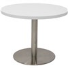 RAPIDLINE CIRCULAR COFFEE TABLE 600 X 425MM NATURAL WHITE TABLE TOP  STAINLESS STEEL BASE