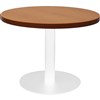 RAPIDLINE CIRCULAR COFFEE TABLE 600 X 425MM CHERRY COLOURED TABLE TOP  WHITE POWDER COAT BASE