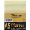 WRITER BOND OFFICE PAD 8MM RULED 70GSM 50 SHEETS A5 YELLOW PACK 5