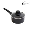 CONNOISSEUR PRESSED NON STICK SAUCEPAN WITH GLASS LID 160MM BLACK