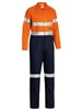 BISLEY HI VIS LIGHTWEIGHT COTON DRILL COVERALL WITH REFLECTIVE TAPE  ORANGENAVY  SIZE 122S