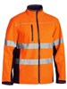 BISLEY BJ6059T HI VIS SOFT SHELL JACKET WITH REFLECTIVE TAPE  ORANGENAVY  SIZE SMALL