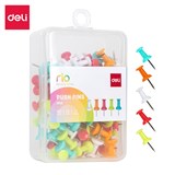 DELI PUSH PINS ASSORTED COLOURED BOX 100