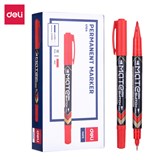 DELI MATE DUAL TIP MARKER BULLET TIP 10MM FINE TIP 05MM RED BOX 12