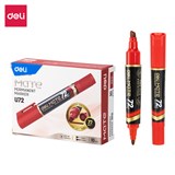 DELI MATE TWIN TIP PERMANENT MARKER BULLET TIP 15MM CHISEL TIP 6MM RED BOX 10