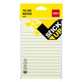 DELI STICK UP REPOSITIONAL LINED NOTES 101 X 152MM YELLOW