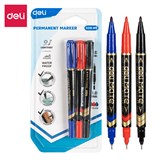 DELI MATE DUAL TIP MARKER BULLET TIP 10MM FINE TIP 05MM ASSORTED 3 PACK