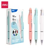 DELI 4 COLOUR GRIP RETRACTABLE BALLPOINT PEN 10MM BOX 12