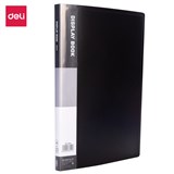 DELI DISPLAY BOOK NONREFILABLE SPINE 20 POCKET A4 BLACK