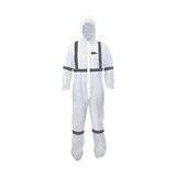 PROVEK TYPE 56 DISPOSABLE COVERALLS WITH REFLECTIVE TAPE  WHITE  SIZE LARGE