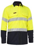 BISLEY BS8438T APEX 185 HI VIS FR RIPSTOP VENTED SHIRT WITH REFLECTIVE TAPE  YELLOWNAVY  SIZE EXTRA SMALL