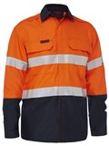 BISLEY BS8438T APEX 185 HI VIS FR RIPSTOP VENTED SHIRT WITH REFLECTIVE TAPE  ORANGENAVY  SIZE XL