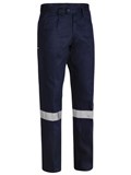 BISLEY BP6007T COTTON DRILL WORK PANTS WITH REFLECTIVE TAPE  NAVY  SIZE 84L