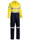 BISLEY BC6719TW HI VIS LIGHTWEIGHT COTON DRILL COVERALL WITH REFLECTIVE TAPE  YELLOWNAVY  SIZE 97R