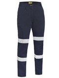 BISLEY BPLC6008T LADIES STRETCH COTTON DRILL CARGO PANTS WITH BIOMOTION REFLECTIVE TAPE  NAVY  SIZE 6
