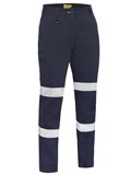 BISLEY BPLC6008T LADIES STRETCH COTTON DRILL CARGO PANTS WITH BIOMOTION REFLECTIVE TAPE  NAVY  SIZE 8