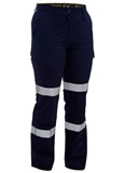 BISLEY BPL6999T LADIES COTTON DRILL UTILITY PANTS WITH BIOMOTION REFLECTIVE TAPE  NAVY  SIZE 14
