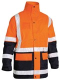 BISLEY HI VIS 2 TONE 5 IN 1 RAIN JACKET WITH REFLECTIVE TAPE  ORANGENAVY  SIZE SMALL