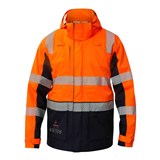 FLAME BUSTER FJV033 HI VIS FR WET WEATHER SHELL JACKET WITH REFLECTIVE TAPE  ORANGENAVY  SIZE MEDIUM