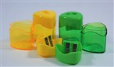 GNS PENCIL SHARPENER 2HOLE WITH CANISTER ASSORTED COLOURS