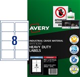 AVERY 959215 L4715 HEAVY DUTY LASER LABELS 8UP WHITE PACK 25