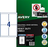 AVERY 959194 L7069 HEAVY DUTY LABELS 4UP WHITE PACK 10