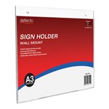 DEFLECTO SIGN HOLDER WALL MOUNT LANDSCAPE A3 CLEAR