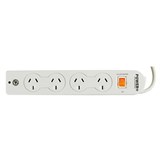 ITALPLAST POWER BOARD 4 OUTLET WITH MASTER SWITCH SURGE AND OVERLOAD 1M WHITE