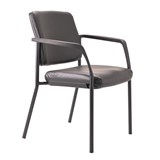 BURO LINDIS 4 LEG CHAIR BLACK POWDERCOAT FRAME WITH ARMS BLACK PU