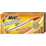 BIC CRISTAL BALLPOINT PENS MEDIUM RED BOX 12